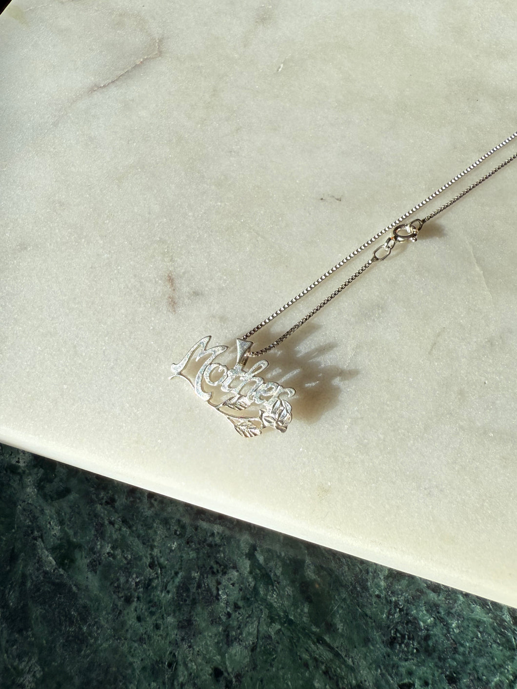 Mother Spellout Sterling Silver Necklace 18”