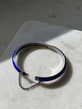 Load image into Gallery viewer, Vintage Blue Enamel Sterling Silver Bangle Bracelet
