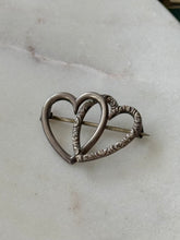Load image into Gallery viewer, Antique Double Heart Sterling Brooch
