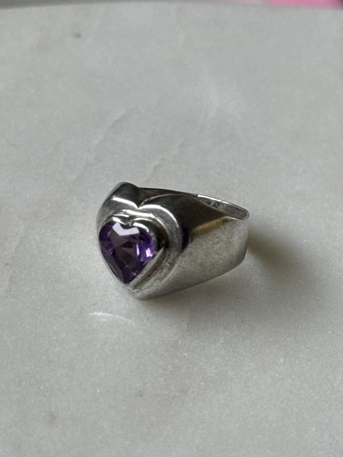 Vintage Purple Heart Sterling Ring Size 6.5