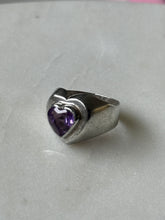 Load image into Gallery viewer, Vintage Purple Heart Sterling Ring Size 6.5

