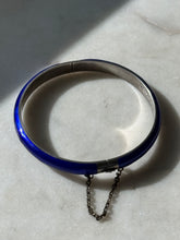 Load image into Gallery viewer, Vintage Blue Enamel Sterling Silver Bangle Bracelet
