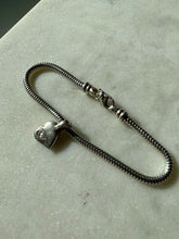 Load image into Gallery viewer, Heart Charm Sterling Snake Bracelet 7.25”
