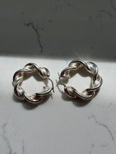 Load image into Gallery viewer, Vintage Twisted Sterling Silver Hoop Earrings
