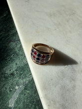 Load image into Gallery viewer, Gold Vermeil Red Blue Stone Ring Size 9.25
