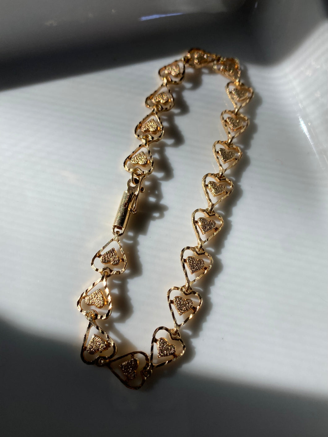 Heart Link Vintage 14k Yellow Gold Bracelet