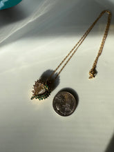Load image into Gallery viewer, Green White Glass Stone Gold Vermeil Necklace 15”
