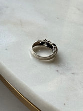 Load image into Gallery viewer, Sterling Silver Black &amp; White Glass Stone Ring Size 8
