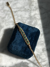 Load image into Gallery viewer, Vintage 14k Gold Emerald Bracelet 7.5”
