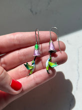 Load image into Gallery viewer, Enamel Hummingbird Sterling Earrings
