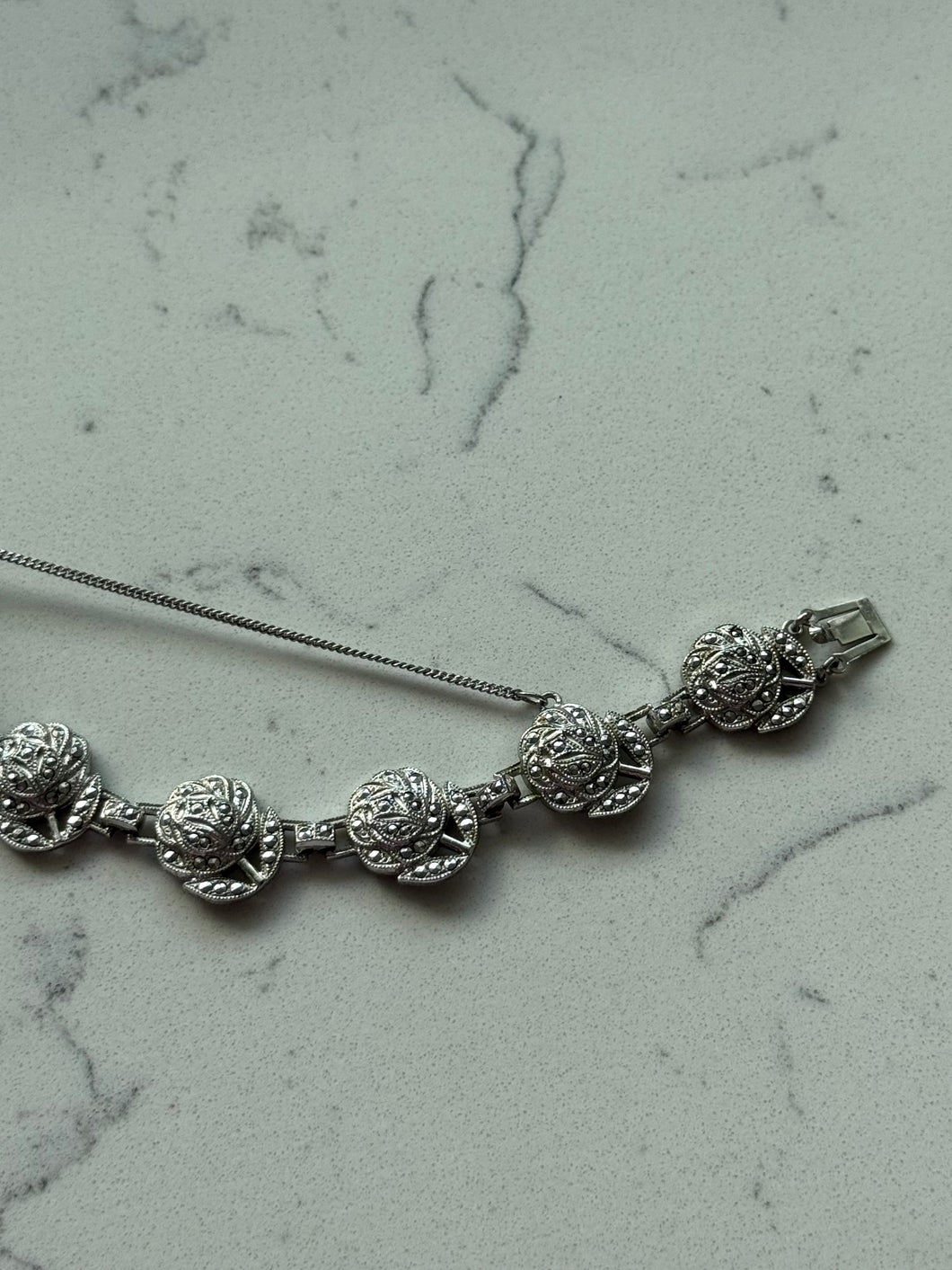 Marcasite Rose Sterling Silver Bracelet