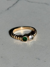 Load image into Gallery viewer, Diamond &amp; Emerald Bezel Set 14k Gold Ring

