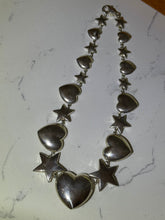 Load image into Gallery viewer, Chunky Vintage Mexican Sterling Silver Heart &amp; Star Necklace
