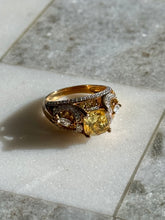 Load image into Gallery viewer, Canary Yellow &amp; Clear CZ Gold Vermeil Ring Size 8
