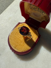 Load image into Gallery viewer, Garnet Glass Gold Vermeil Ring Size 10.5
