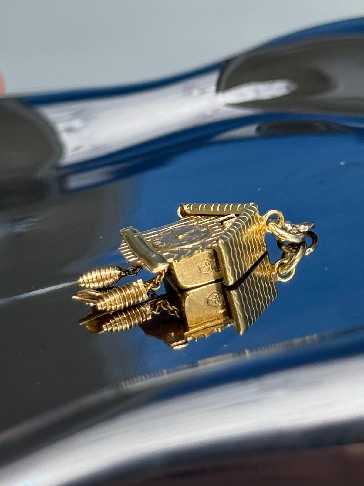 Vintage 18k Gold Cuckoo Clock Pendant