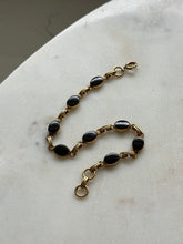 Load image into Gallery viewer, Midcentury Black Onyx Gold Fill Bracelet 7.5”
