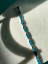 Load image into Gallery viewer, Simulated Opal Inlay Sterling Silver Bracelet 7.25”
