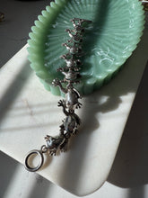 Load image into Gallery viewer, Green Enamel Eye Chunky Frog Sterling Silver Bracelet 8”
