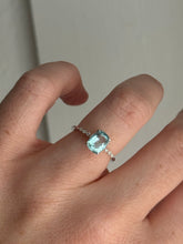 Load image into Gallery viewer, Cushion Cut Aquamarine with Single Cut Diamonds 14k White Gold Ring
