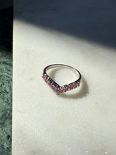 Load image into Gallery viewer, Pink Gemstone Sterling Silver Chevron Ring Size 8.25
