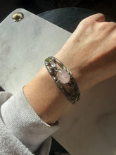 Load image into Gallery viewer, Chunky Rose Quartz Sterling Silver Cuff Bracelet 6.25”

