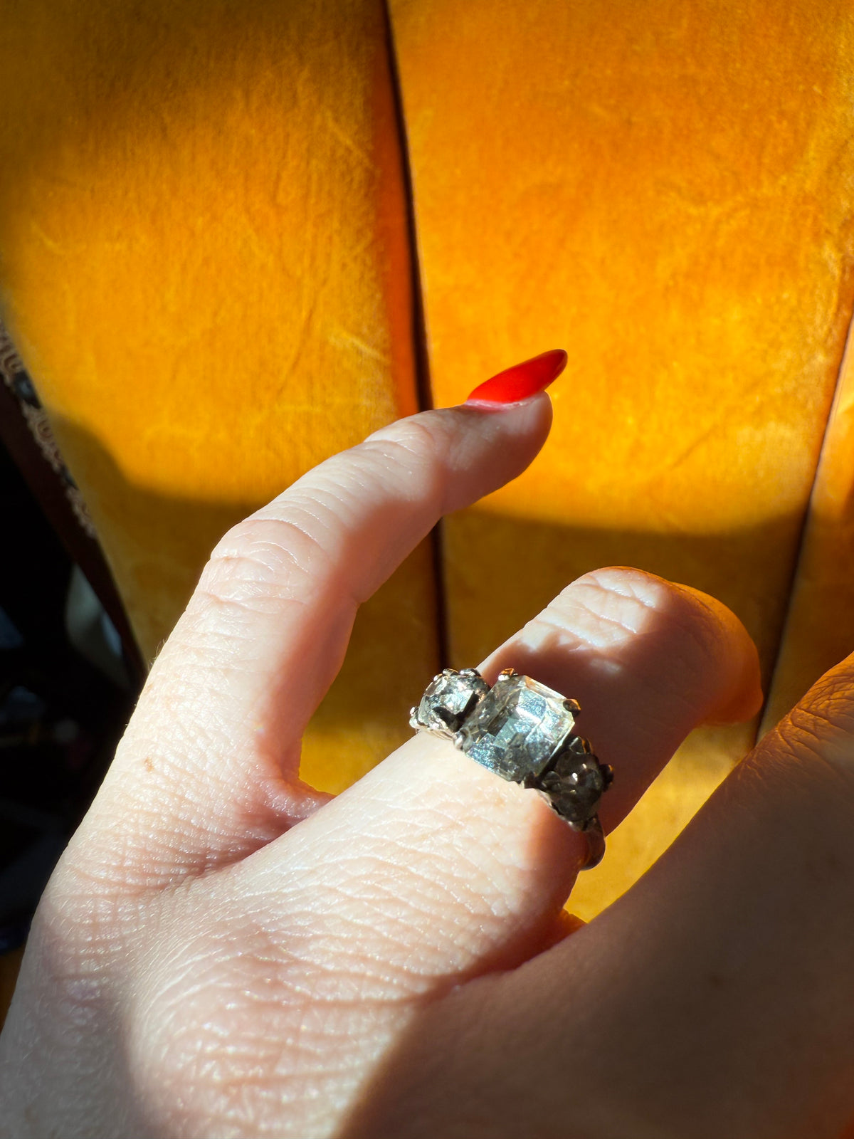 Paste Stone Sterling Silver Ring Size 5.75