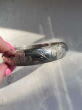 Load image into Gallery viewer, Etched Floral Sterling Silver Cuff Bracelet
