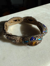 Load image into Gallery viewer, Antique 800 Silver Goldtone Vermeil Enamel Chinese Bracelet
