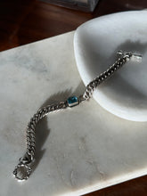 Load image into Gallery viewer, Vintage Blue Topaz Sterling Silver Curb Link Toggle Clasp Bracelet
