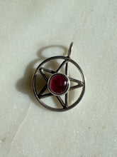 Load image into Gallery viewer, Garnet Cabochon Pentagram Sterling Silver Pendant
