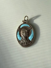 Load image into Gallery viewer, Antique French Silver Enamel Mother Mary Charm
