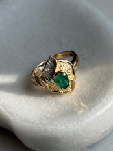 Load image into Gallery viewer, Emerald &amp; Diamond 14k Gold Ring Size 9
