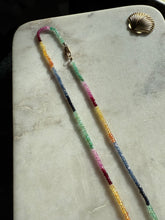 Load image into Gallery viewer, Multicolor Natural Sapphire Beaded Necklace w/ 14k Gold Clasp 22”
