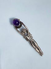 Load image into Gallery viewer, Amethyst Orb Goddess Vintage Sterling Silver Pendant
