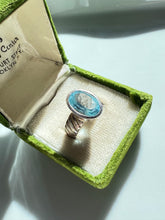 Load image into Gallery viewer, Blue Oval Glass Sterling Silver Ring Size 8.5
