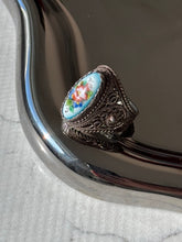 Load image into Gallery viewer, Russian Porcelain Painted Enamel Sterling Ring Size 5.75

