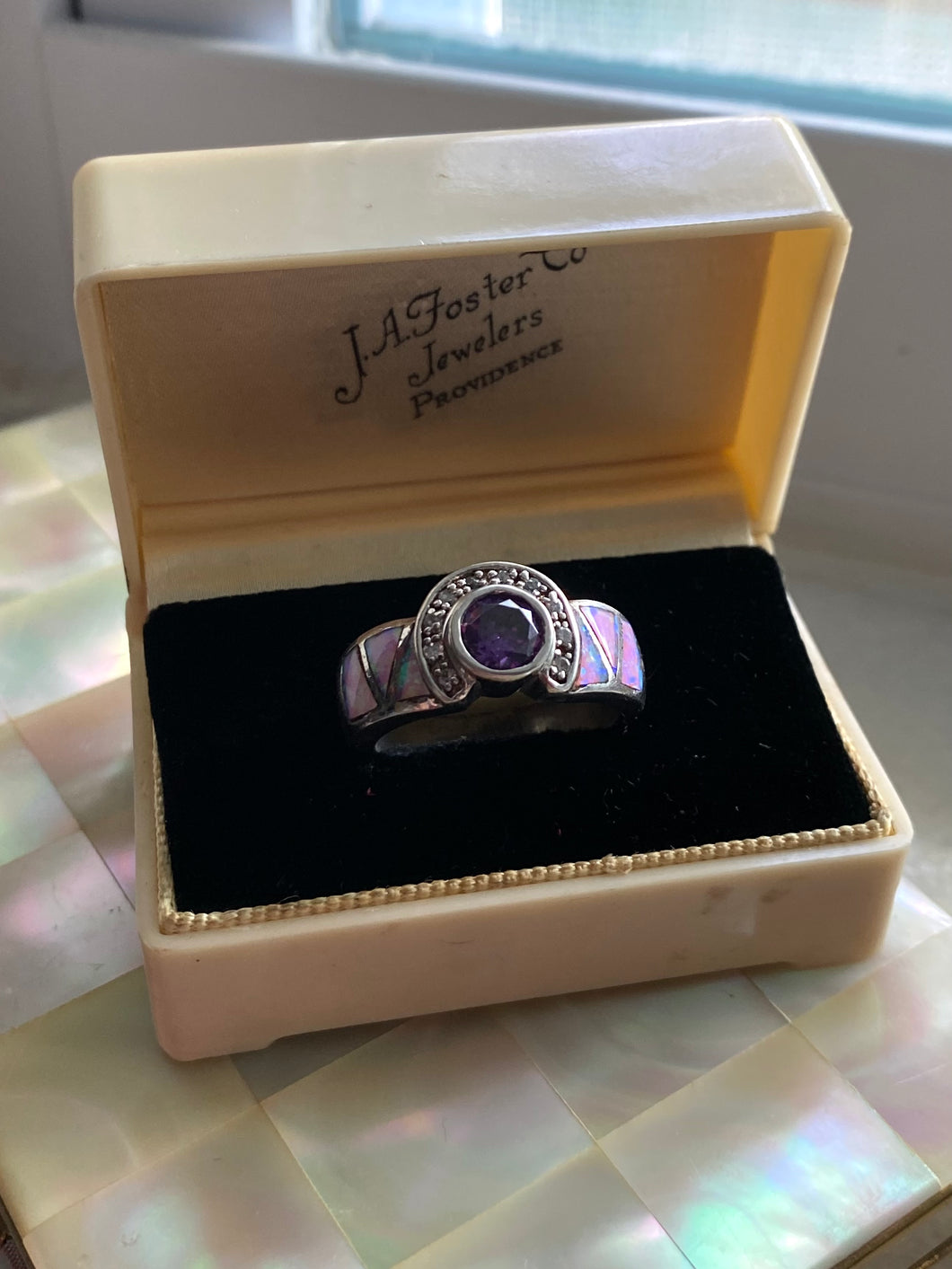 Opal & Amethyst Sterling Silver Ring