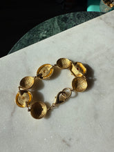 Load image into Gallery viewer, Floral Pink &amp; Gold Vintage Costume Bracelet 7”
