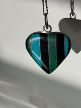 Load image into Gallery viewer, Vintage Multistone Inlay Sterling Silver Heart Pendant
