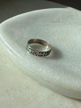 Load image into Gallery viewer, Enamel Heart Star Sterling Silver Ring Size 7
