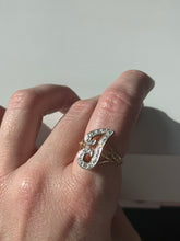 Load image into Gallery viewer, Vintage Two-Tone Diamond 14k Gold ‘J’ Initial Ring Size 6.75
