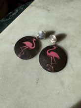 Load image into Gallery viewer, Vintage Pink Enamel Flamingo Sterling Silver Earrings
