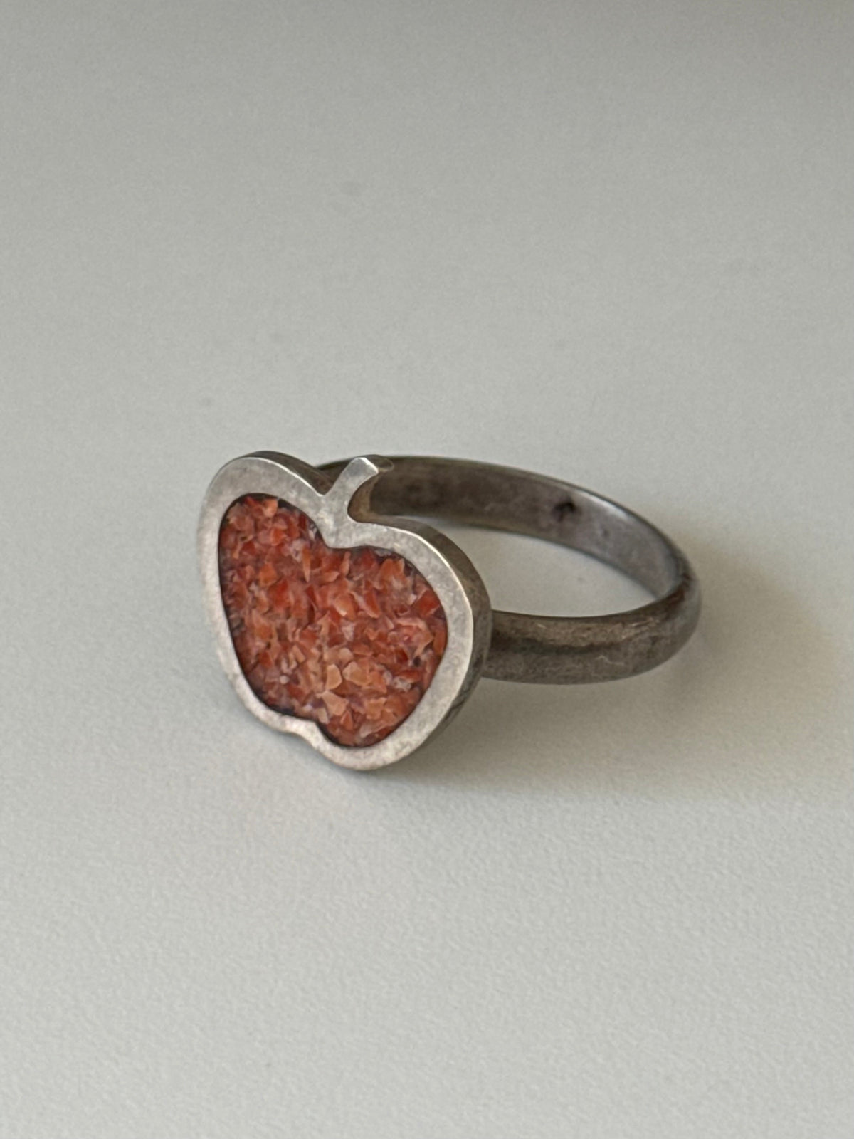 Crushed Coral Apple Sterling Ring Size 7.5