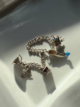 Load image into Gallery viewer, Chunky 900 Silver Vintage Charm Bracelet 7.25”
