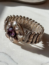 Load image into Gallery viewer, Vintage Purple Flower Sterling &amp; Gold Fill Expansion Bracelet
