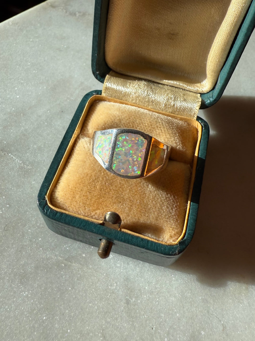 Opal Inlay Sterling Silver Ring Size 5.75