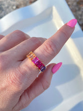 Load image into Gallery viewer, Rainbow Emerald Cut Gold Vermeil Ring
