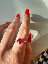 Load image into Gallery viewer, Synthetic Ruby Sterling Silver Solitaire Ring Size 8.5
