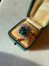Load image into Gallery viewer, Gold Vermeil Green Halo Ring Size 10.5
